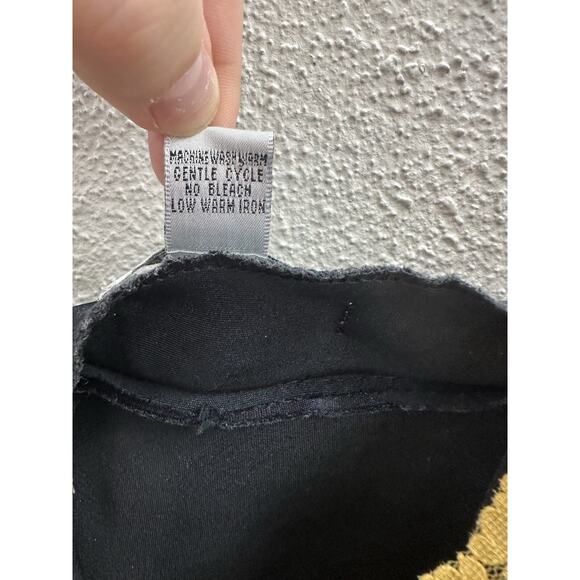 Edgemont Womens Nightgown Size Medium Black Silky Yellow Lace Trim Sleepwear VTG - Picture 4 of 8